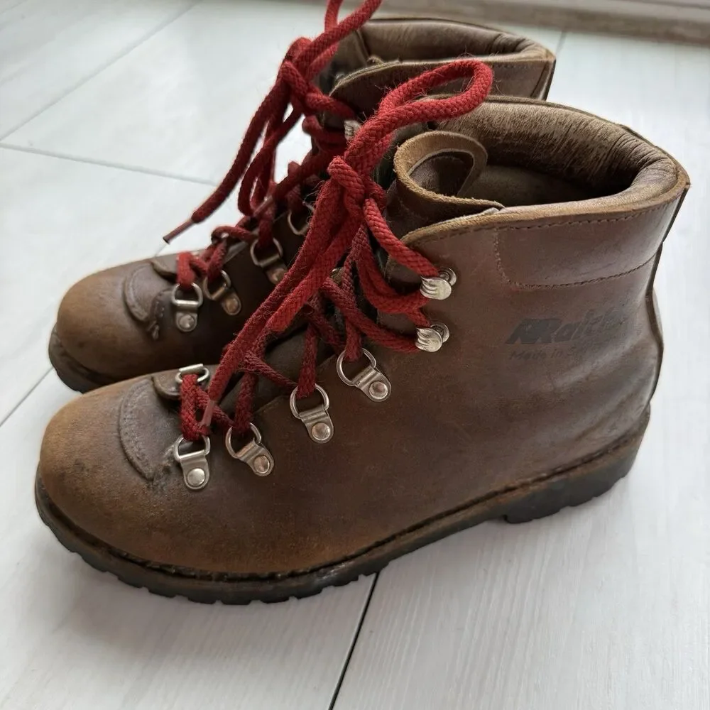 Vintage Raichle Men's Size 6 M Swiss Leather Hiking Mountaineering Boots Fair